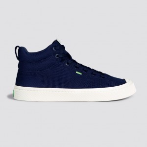 IBI HIGH Cariuma High Top Bamboo Weave Knit Vegan Hombre Azul Marino | BZ2340587