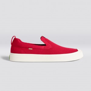 IBI Slip-On Cariuma Low Top Bamboo Weave Knit Vegan Hombre Rojas | DX6527901