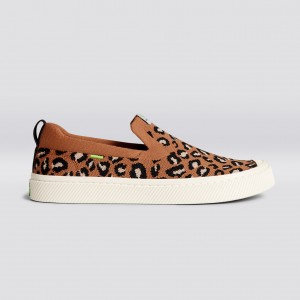 IBI Slip-On Cariuma Low Top Bamboo Weave Knit Vegan Mujer Leopardo | LK5478063