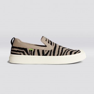 IBI Slip-On Cariuma Low Top Bamboo Weave Knit Vegan Hombre Zebra Print | DN4296753