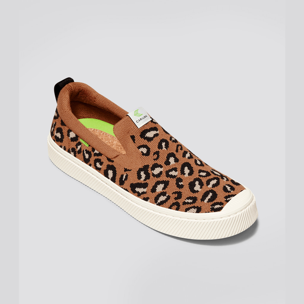 IBI Slip-On Cariuma Low Top Bamboo Weave Knit Vegan Hombre Leopardo | PI0316984