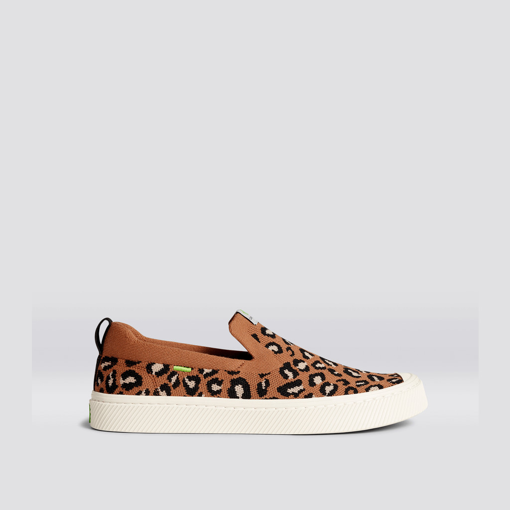 IBI Slip-On Cariuma Low Top Bamboo Weave Knit Vegan Mujer Leopardo | LK5478063